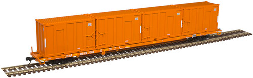 Atlas N Scale 85' Trash Container Flatcar/4 MSW Containers ECC/DSEX #7236