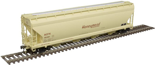 Atlas HO Scale ACF 5250 Covered Hopper Honeymead/ACFX (Beige/Red) #56981