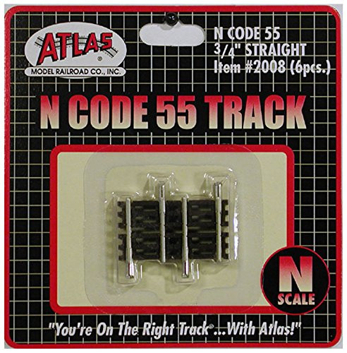 Atlas N Scale Code 55 .75" Straight 6-Pack Model Train Track