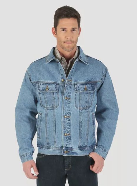 Wrangler Men's Rugged Wear Western Denim Jacket Vintage Indigo - Large