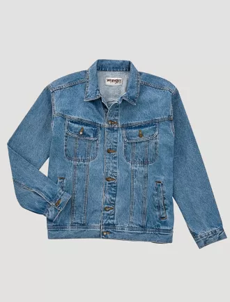 Wrangler Men's Rugged Wear Western Denim Jacket Vintage Indigo - Large