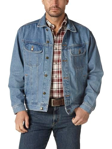 Wrangler Men's Rugged Wear Western Denim Jacket Vintage Indigo - Large