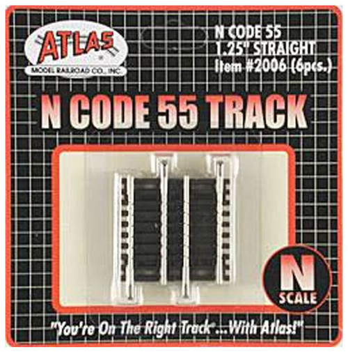 Atlas N Scale Code 55 1.25" Straight 6-Pack Model Train Track