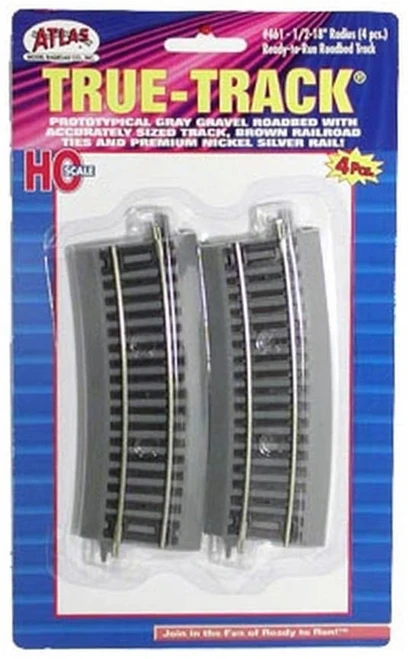 Atlas HO Scale True-Track 18" Radius Half-Curve 4-Pack Model Train Track