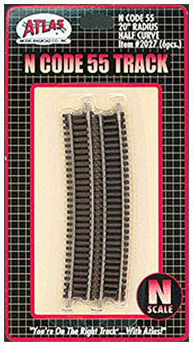 Atlas N Scale Code 55 20" Radius 1/2 Curve 6-Pack Model Train Track