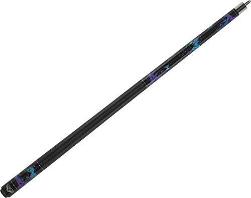 Athena ATH44 Black w/ Teal, Blue & Purple Butterflies Pool/Billiards Cue Stick