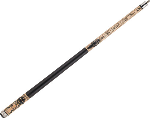 Outlaw OL52 Ash Wood w/ Skull Bandit, Guns & Barbed Wire Pool/Billiard Cue Stick