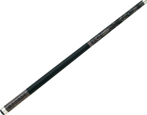 Voodoo VOD13 Black & Grey Engraved Cemetery Skulls Fire Billiard/Pool Cue Stick