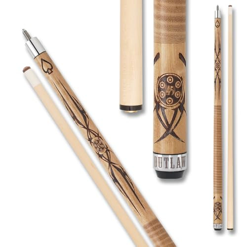 Outlaw Cues OL09 Burned Tribal Six Shooter w/ Spade Pool/Billiards Cue Stick
