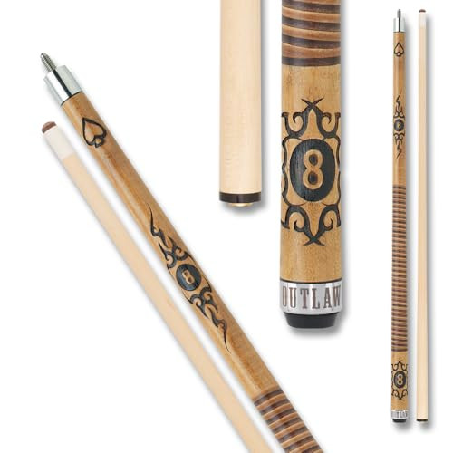 Outlaw Cues OL29 Brown Stain 8 Ball & Tribal Designs Pool/Billiards Cue Stick