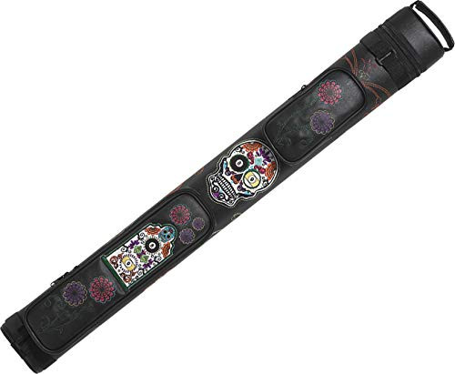 Action CALC22B 2x2 Oval Hard Vinyl Pool/Billiards Cue Case - Sugar Skull/Flowers