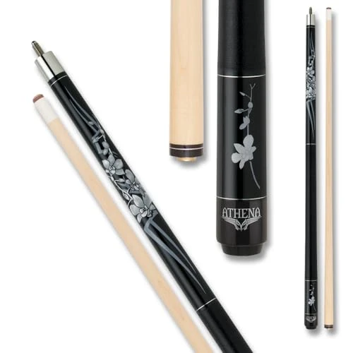 Athena ATH32 Pool/Billiards Cue - Black and White Tribal & Orchid Designs