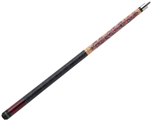 Athena ATH11 Pool/Billiards Cue -Onlay of Roses On Natural Stained Maple