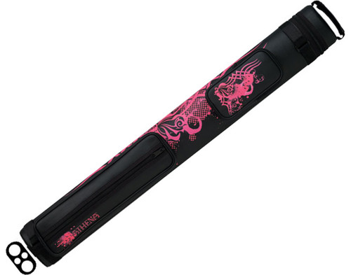 Athena ATHC01 2x2 Black w/ Pink Tribal Rose Pool/Billiard Hard Cue Case