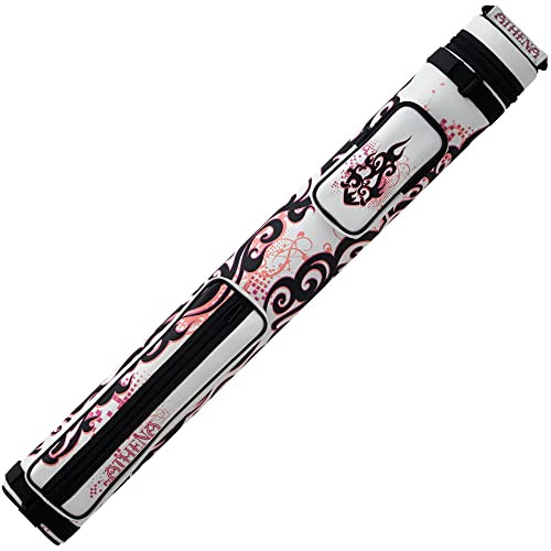 Athena ATHC03 2x2  White w/ Heartburn Heart Flames Pool/Billiard Hard Cue Case