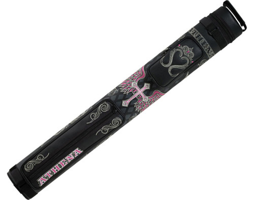 Athena ATHC06 2x2 Black w/ Pink Cross Stitch Pool/Billiard Hard Cue Case