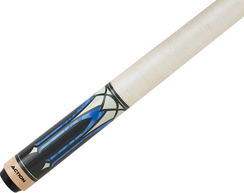 Action Exotic ACT136 Blue & White Diamonds White Wrap Pool/Billiards Cue Stick