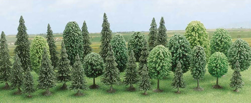 Busch HO/N/O/S Scale Mixed Forest Trees 30-Pack (12 Deciduous/18 Pine)