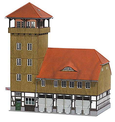 Busch HO Scale Schwenningen Firehouse/Fire Station Building (Laser-Cut Wood Kit)