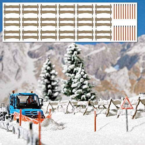 Busch HO Scale Snow Fences and Snow Marker Poles - 18 Fence Sections, 20 Poles