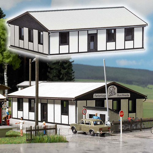 Busch HO Scale LPG Summer Camp Barrack - Laser-Cut Wood Kit