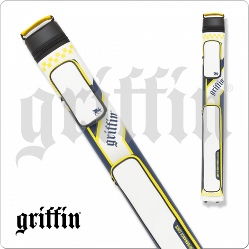 Griffin GRC22B 2x2 Oval Hard Vinyl Pool/Billiard Cue Case- White/Navy/Yellow