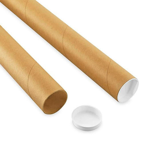 Kraft Mailing Tubes with End Caps - 2 x 30", .070" thick- 50 count