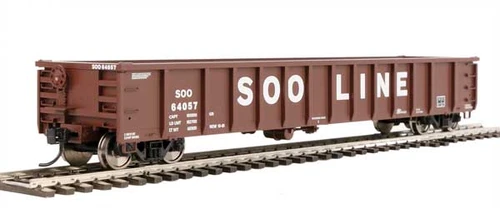 Walthers HO Scale 53' Railgon Gondola Soo Line (Oxide/White/Large Name) #64057
