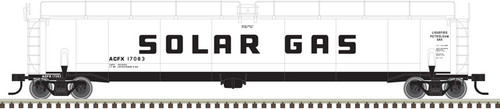 Atlas O Scale 33,000-Gallon Tank Car (2-Rail) Solar Gas (White/Black) #17083