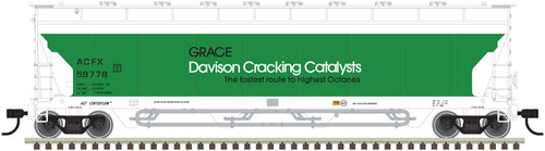Atlas HO Scale Pressureaide Centerflow Hopper Grace Davison #59783 (Green/White)
