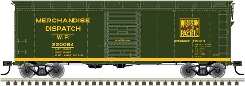 Atlas HO Scale 1937 AAR 40' Boxcar (Kit) Western Pacific #220106 (Green/Yellow)
