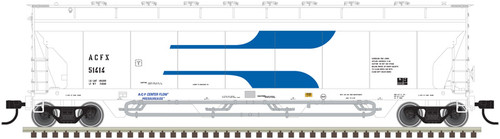 Atlas HO Scale Pressureaide Centerflow Hopper ACFX #51417 (White/Blue/Venturi)