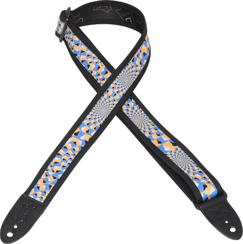 Levy's MPS1-508  1.5"  Sonic Art Guitar/Bass Strap-Blue/Yellow Optical Illusion