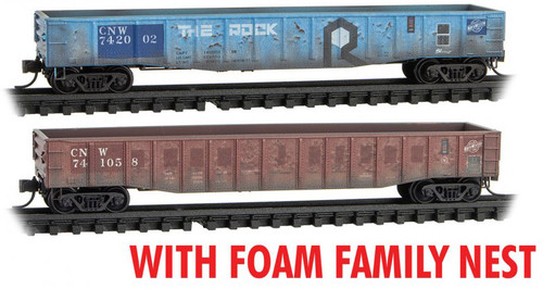 Micro-Trains MTL N-Scale 50ft Gondolas Chicago NorthWestern/CNW Weathered 2-Pack