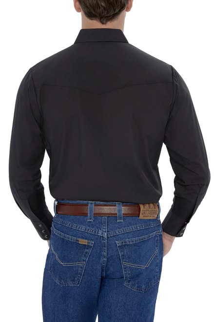 ELY Cattleman Long Sleeve Black Solid Western Shirt