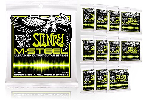 Ernie Ball M Steel Regular Slinky Electric Guitar Strings 10-46 - 12 PACKS