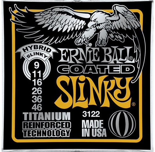 Ernie Ball 3122 Coated Titanium Hybrid Slinky Electric Guitar Strings - 12 PACK