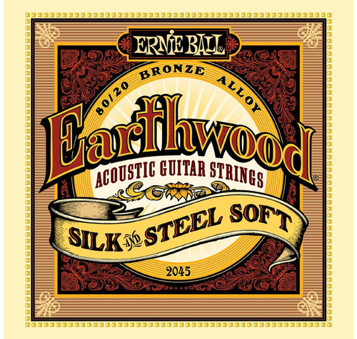Ernie Ball 2045 Earthwood Silk & Steel Soft 80/20 Bronze Acoustic Strings  11-52