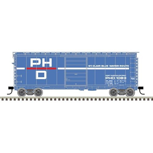 Atlas N Scale PS-1 40' Boxcar, 6' Door Port Huron & Detroit/Blue/White/Red #1158