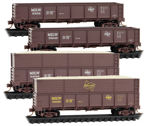 Micro-Trains MTL N-Scale Milwaukee Road Drop-Bottom Gondolas - Runner 4-Pack