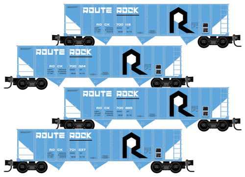 Micro-Trains MTL N-Scale 100 Ton 3-Bay Hoppers Rock Island - Runner 4-Pack