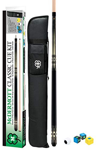 Mcdermott KIT4 Classic Grey Stain Pool/Billiard Cue Kit Soft Case/Chalk & More