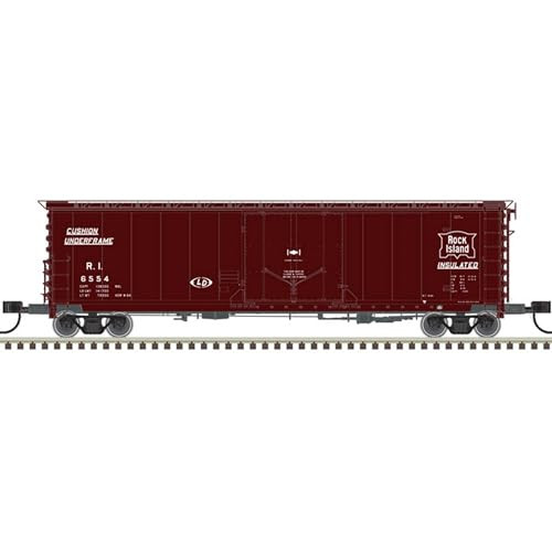Atlas N Scale 50' GA RBL Plug-Door Boxcar Rock Island (Boxcar Red/White) #6551