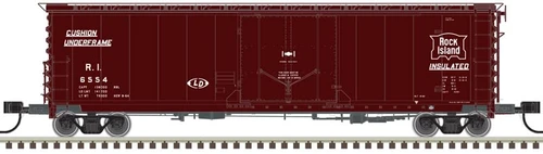 Atlas N Scale 50' GA RBL Plug-Door Boxcar Rock Island (Boxcar Red/White) #6551