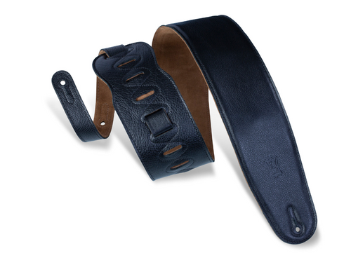Levy's M4GF-BLK 3.5" Foam Padded Garment Leather Guitar/Bass Strap - Black