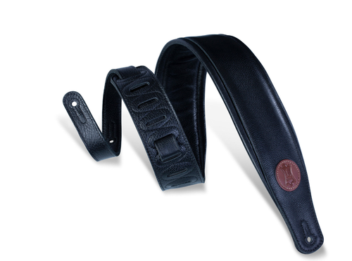 Levy's MSS2-BLK 3" Signature Series Garment Leather Strap Guitar/Bass - Black