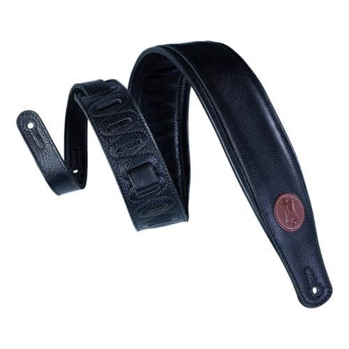 Levy's MSS2-BLK 3" Signature Series Garment Leather Strap Guitar/Bass - Black