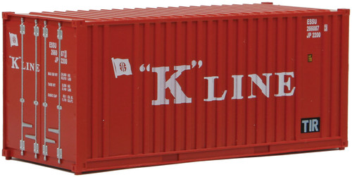 Walthers HO Scale 20' Flat Panel Shipping Intermodal Container K-Line (Red)