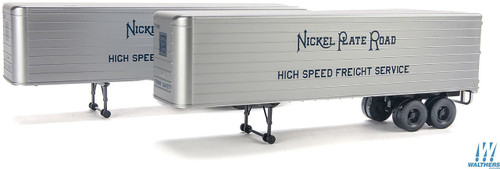 Walthers HO Scale 35' Fluted-Side Trailer 2-Pack Nickel Plate Road (Silver/Blue)