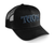 Taom 3D Blue Embroidered Logo Official Six-Panel Snapback Mesh Trucker Cap